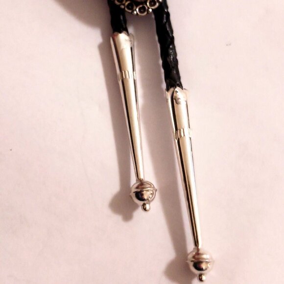 Bolo Tie Azurite Sterling Silver Leather 42" (1298) - Picture 3 of 5